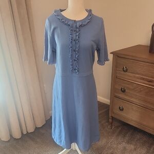 Boden Blue Ruffle-Front Midi Dress